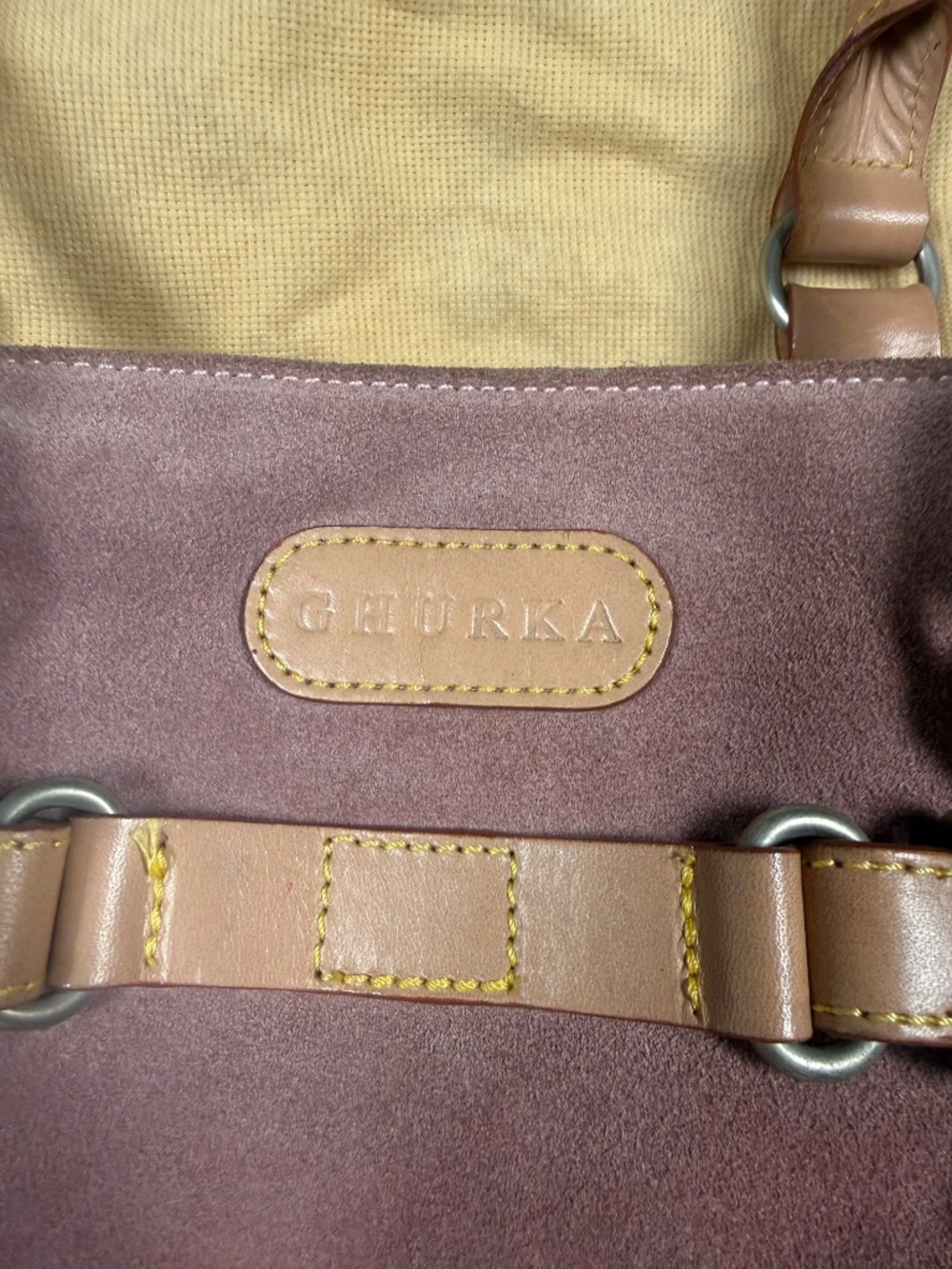Ghurka Suede Leather Shoulder Bag in Dusty Rose with Pouch - Picture 2 of 6